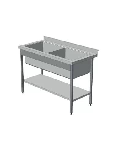 Мийка 2-х секційна AISI 304 з полицею 1400х600х850(300) Мийка 2-х секційна AISI 304 з полицею 1400х600х850(300)