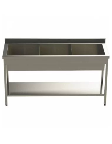 Мойка 3-х секционная AISI 304 с полкой 1800х600х850(400) Мойка 3-х секционная AISI 304 с полкой 1800х600х850(400)