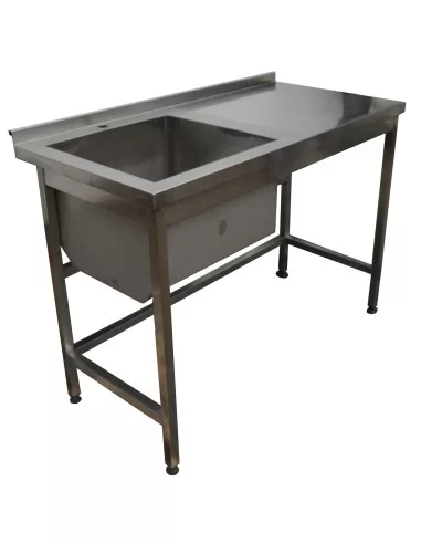 Стол со сварной мойкой без полки AISI 304, 1500х600х850(300)