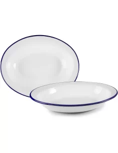 Блюдо овальное глубокое Ibili Blanca 32х25,5 см бело-синее 905232