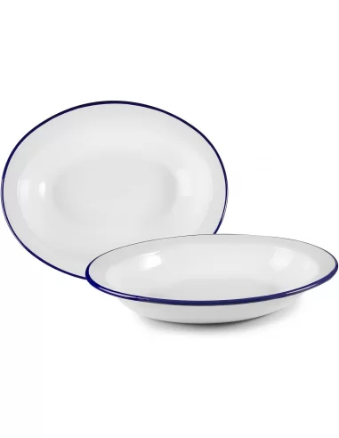 Блюдо овальне глибоке Ibili Blanca 32х25,5 см біло-синє 905232