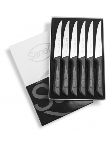 Набір ножів для стейка Sanelli Skin 6 шт. в блістері чорний 903206