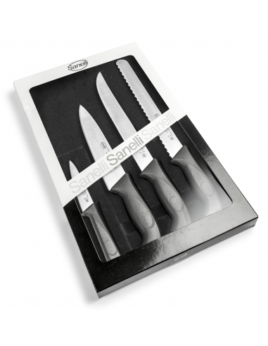 Набір ножів кухонних Sanelli Skin 4 шт. в блістері чорний 909204 Набір ножів кухонних Sanelli Skin 4 шт. в блістері чорний 909204
