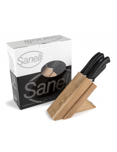 Набор кухонных ножей Sanelli Skin Leck 5 шт. с подставкой (дуб) 931205