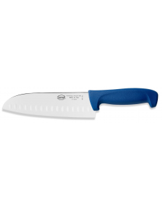 Ніж японський Sanelli Meat & BBQ Santoku з виїмками 18 см синій 385118L