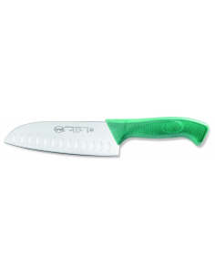 Ніж японський Sanelli Skin Santoku з виїмками 16 см зелений 385216.V