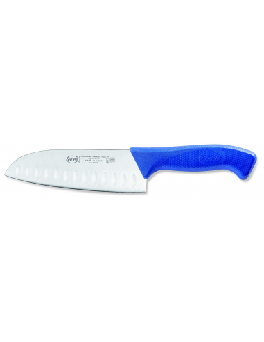 Ніж японський Sanelli Skin Santoku з виїмками 16 см синій 385216.A
