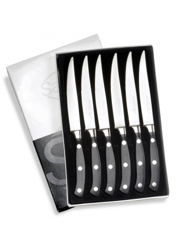 Набір ножів для стейка Sanelli Ergoforge 6 шт. в блістері чорний 903906