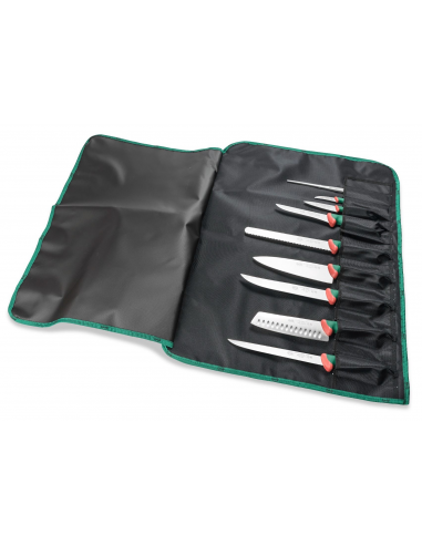 Набор кухонных ножей Sanelli Premana 9 шт. в сумке-свертке зеленый 983609