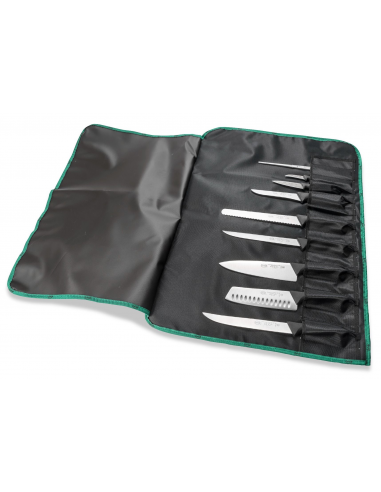 Набор кухонных ножей Sanelli Skin 9 шт. в сумке-свертке черный 983209