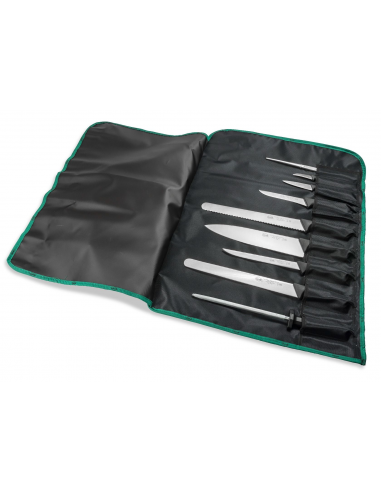 Набор кухонных ножей Sanelli Skin 9 шт. в сумке-свертке черный 984209 Набор кухонных ножей Sanelli Skin 9 шт. в сумке-свертке черный 984209