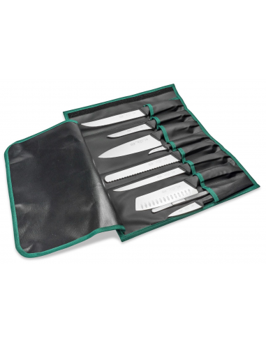 Набір ножів кухонних Sanelli Skin Chef² 9 шт. в сумці-скрутці чорний 985209