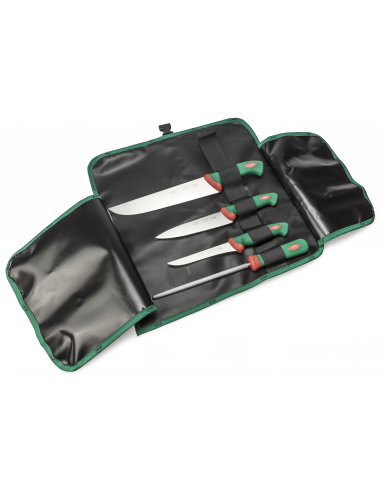 Набор ножей мясника Sanelli Premana 4 шт. в сумке-свертке зеленый 980604 Набор ножей мясника Sanelli Premana 4 шт. в сумке-свертке зеленый 980604