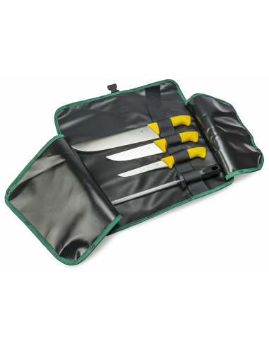 Набор ножей мясника Sanelli Skin 4 шт. в сумке-свертке желтый 980204.G Набор ножей мясника Sanelli Skin 4 шт. в сумке-свертке желтый 980204.G