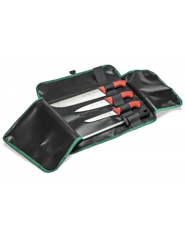Набір ножів м'ясника Sanelli Skin 4 шт. в сумці-скрутці червоний 980204.R