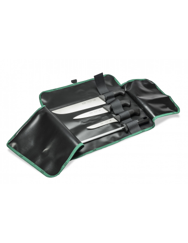 Набор ножей мясника Sanelli Skin 4 шт. в сумке-свертке черный 980204 Набор ножей мясника Sanelli Skin 4 шт. в сумке-свертке черный 980204