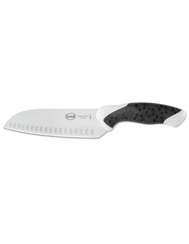 Ніж японський Sanelli Sakura Santoku з виїмками 17 см чорно-білий 385517