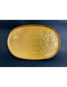 Тарілка овальна фактурна 34,5х23.5 см ALG Stone Ceramica(Діжонська гірчиця )