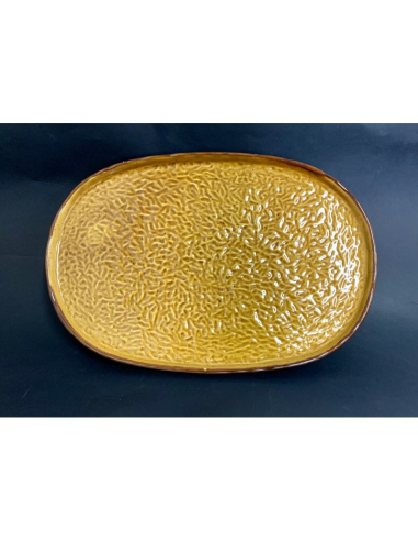 Тарілка овальна фактурна 34,5х23.5 см ALG Stone Ceramica(Діжонська гірчиця )
