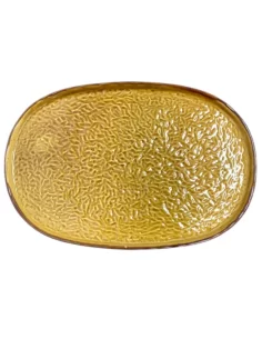 Тарілка овальна фактурна 34,5х23.5 см ALG Stone Ceramica(Діжонська гірчиця )