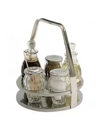 Набір для спецій 5предметів (сіль,перець,олія,оцет,зубочистка) нерж.ст.