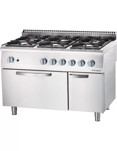 Плита газова (6 конфорок) з газовою духовкою (32,5 + 6 кВт, G 30) Stalgast 9711130
